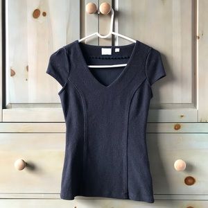 Black Anthropologie XS cap-sleeved shirt